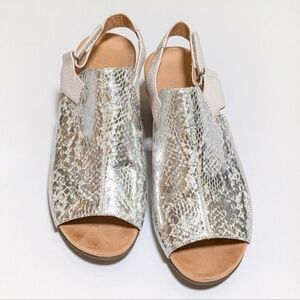 Vionic Paradise Tatiana Leather Snakeskin Slingback Wedge Sandal Size 10